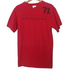 Hard Rock Cafe Pittsburgh Mens M Jersey T Shirt #71 Red V Neck Music Restaurant
